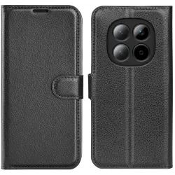 Phonesta Litchi Skin Book Wallet Klapphülle für Xiaomi Redmi Note 15 Pro 5G - Schwarz