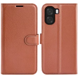 Phonesta Litchi Skin Book Wallet Klapphülle für Oppo A6x - Braun