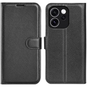 Phonesta Litchi Skin Book Wallet Klapphülle für Oppo Reno15 F/FS - Schwarz