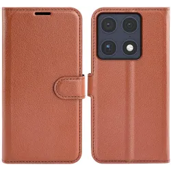 Phonesta Litchi Skin Book Wallet Klapphülle für Motorola Signature - Braun