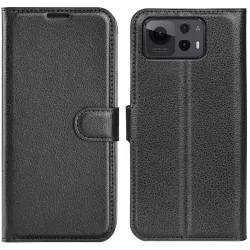 Phonesta Litchi Skin Book Wallet Klapphülle für Asus Zenfone 12 Ultra - Schwarz