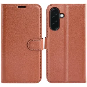 Phonesta Litchi Skin Book Wallet Klapphülle für Samsung Galaxy A37 - Braun