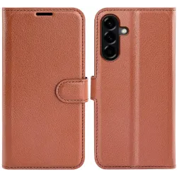 Phonesta Litchi Skin Book Wallet Klapphülle für Samsung Galaxy A57 - Braun