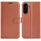 Phonesta Litchi Skin Book Wallet Klapphülle für Samsung Galaxy A57 - Braun