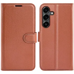 Phonesta Litchi Skin Book Wallet Klapphülle für Samsung Galaxy S25 FE - Braun