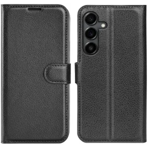 Phonesta Litchi Skin Book Wallet Klapphülle für Samsung Galaxy S25 FE - Schwarz