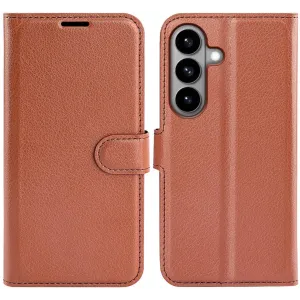 Phonesta Litchi Skin Book Wallet Klapphülle für Samsung Galaxy S26 - Braun