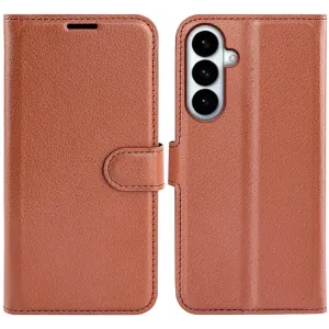 Phonesta Litchi Skin Book Wallet Klapphülle für Samsung Galaxy S26 Plus - Braun