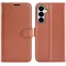 Phonesta Litchi Skin Book Wallet Klapphülle für Samsung Galaxy S26 Plus - Braun