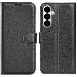 Phonesta Litchi Skin Book Wallet Klapphülle für Samsung Galaxy S26 Plus - Schwarz