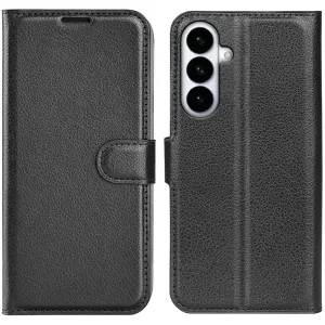 Phonesta Litchi Skin Book Wallet Klapphülle für Samsung Galaxy S26 Plus - Schwarz
