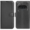 Phonesta Litchi Skin Book Wallet Klapphülle für Nothing Phone (3a) - Schwarz 0