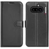 Phonesta Litchi Skin Book Wallet Klapphülle für Nothing Phone (4a) - Schwarz 0