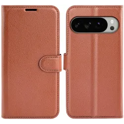 Phonesta Litchi Skin Book Wallet Klapphülle für Google Pixel 10 Pro XL - Braun