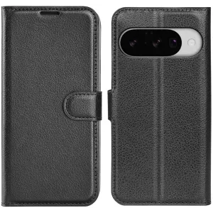 Phonesta Litchi Skin Book Wallet Klapphülle für Google Pixel 10 / 10 Pro - Schwarz