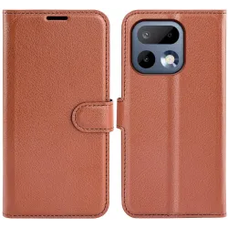Phonesta Litchi Skin Book Wallet Klapphülle für Realme 16 Pro - Braun
