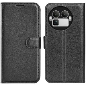 Phonesta Litchi Skin Book Wallet Klapphülle für Realme GT 8 Pro - Schwarz