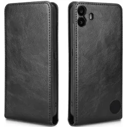 Phonesta Leder Vertical Flip Book Wallet Klapphülle für Nothing CMF Phone 1 - Schwarz