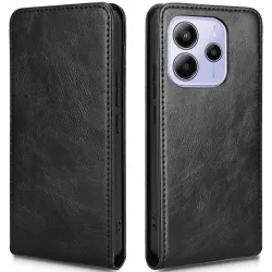 Phonesta Leder Vertical Flip Book Wallet Klapphülle für Xiaomi Redmi Note 14 4G - Schwarz