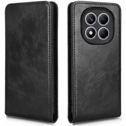 Phonesta Leder Vertical Flip Book Wallet Klapphülle für Xiaomi Redmi Note 14 Pro 4G - Schwarz