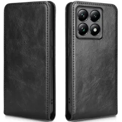 Phonesta Leder Vertical Flip Book Wallet Klapphülle für Xiaomi 14T - Schwarz