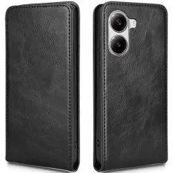 Phonesta Leder Vertical Flip Book Wallet Klapphülle für Xiaomi Poco X7 Pro - Schwarz