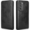 Phonesta Leder Vertical Flip Book Wallet Klapphülle für Oppo Reno12 Pro - Schwarz