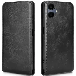 Phonesta Leder Vertical Flip Book Wallet Klapphülle für Samsung Galaxy A06 4G/5G - Schwarz