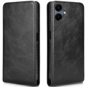 Phonesta Leder Vertical Flip Book Wallet Klapphülle für Samsung Galaxy A06 4G/5G - Schwarz