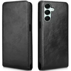 Phonesta Leder Vertical Flip Book Wallet Klapphülle für Samsung Galaxy A16 - Schwarz