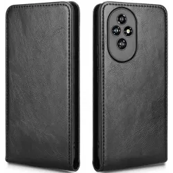 Phonesta Leder Vertical Flip Book Wallet Klapphülle für HONOR 200 - Schwarz