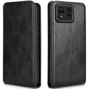 Phonesta Leder Vertical Flip Book Wallet Klapphülle für Asus Zenfone 11 Ultra - Schwarz