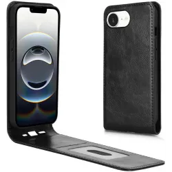 Phonesta Leder Vertical Flip Book Wallet Klapphülle für Apple iPhone 17e/16e - Schwarz