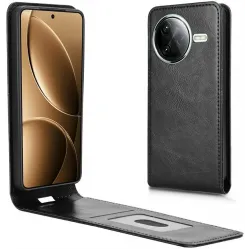 Phonesta Leder Vertical Flip Book Wallet Klapphülle für Xiaomi Poco F7 Pro/F7 Ultra - Schwarz