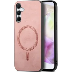 Phonesta Retro Vegan Leder MagSafe Back Cover Hülle für Samsung Galaxy A35 - Rosa