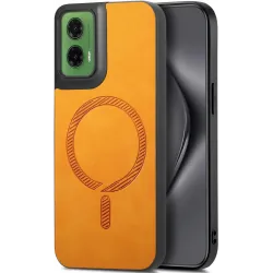 Phonesta Retro Vegan Leder MagSafe Back Cover Hülle für Motorola Moto G35 - Orange