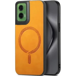 Phonesta Retro Vegan Leder MagSafe Back Cover Hülle für Motorola Moto G35 - Orange