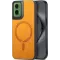Phonesta Retro Vegan Leder MagSafe Back Cover Hülle für Motorola Moto G35 - Orange
