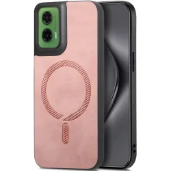 Phonesta Retro Vegan Leder MagSafe Back Cover Hülle für Motorola Moto G35 - Rosa