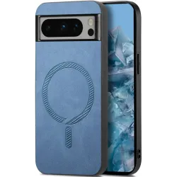 Phonesta Retro Vegan Leder MagSafe Back Cover Hülle für Google Pixel 9 Pro XL - Blau
