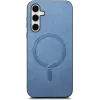 Phonesta Retro Vegan Leder MagSafe Back Cover Hülle für Samsung Galaxy S25/S24 - Blau