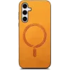 Phonesta Retro Vegan Leder MagSafe Back Cover Hülle für Samsung Galaxy S25/S24 - Orange