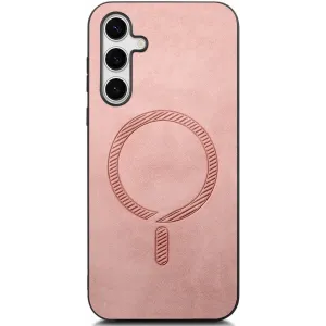 Phonesta Retro Vegan Leder MagSafe Back Cover Hülle für Samsung Galaxy S25/S24 - Rosa
