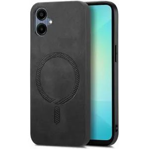 Phonesta Retro Vegan Leder MagSafe Back Cover Hülle für Samsung Galaxy A06 4G/5G - Schwarz