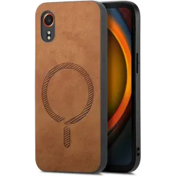 Phonesta Retro Vegan Leder MagSafe Back Cover Hülle für Samsung Galaxy Xcover 7 - Braun