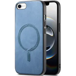 Phonesta Retro Vegan Leder MagSafe Back Cover Hülle für Apple iPhone 17e/16e - Blau