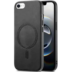 Phonesta Retro Vegan Leder MagSafe Back Cover Hülle für Apple iPhone 17e/16e - Schwarz