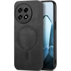 Phonesta Retro Vegan Leder MagSafe Back Cover Hülle für OnePlus 13R - Schwarz