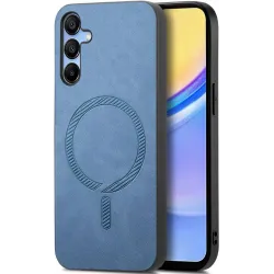 Phonesta Retro Vegan Leder MagSafe Back Cover Hülle für Samsung Galaxy A16 - Blau