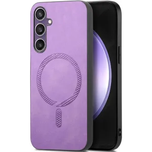 Phonesta Retro Vegan Leder MagSafe Back Cover Hülle für Samsung Galaxy S24 FE - Lila